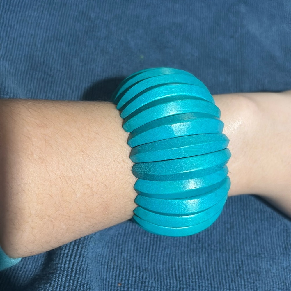 Embrace Elegance: L and J's Vibrant Blue Stretchy Bracelet